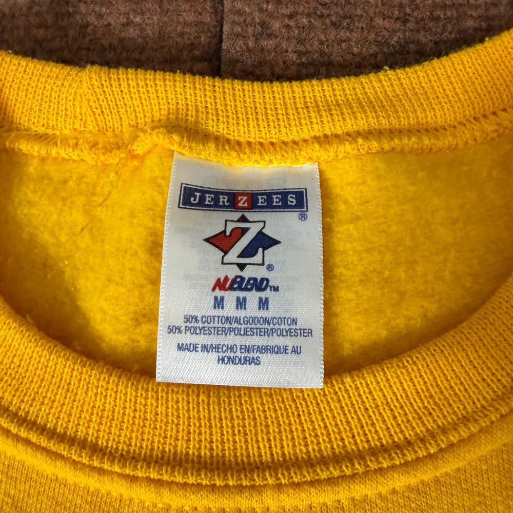 vtg Jerzees Nestle Nutrition 80 Years Anniversary Sweatshirt Yellow Mens Medium - Picture 3 of 8